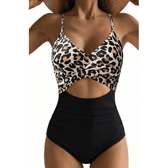 SOMER Women's Swimsuits One Piece Bathing Suit for Women Tummy Control Cutout High Waisted Bathing Suit Wrap Tie Back 1 Piece Swimsuit
