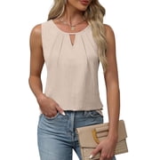 SOMER Womens Summer Tank Top Loose Fit Dressy Casual Sleeveless Cami Tops Elegant Keyhole Work Shirts