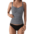 thumbnail image 1 of SOMER Women's Tankini Swimsuit 2 Piece Set Bathing Suits Tummy Control High Waisted Ruched Bikini Swimwear Black Stripe 2XL, 1 of 15