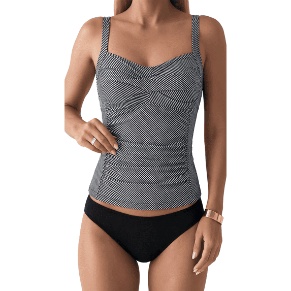 SOMER Women's Tankini Swimsuit 2 Piece Set Bathing Suits Tummy Control High Waisted Ruched Bikini Swimwear M