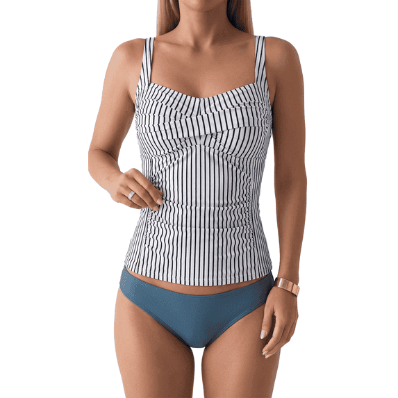 SOMER Women's Tankini Swimsuit 2 Piece Set Bathing Suits Tummy Control High Waisted Ruched Bikini Swimwear XL