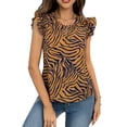 thumbnail image 1 of SOMER Women's Tops Crew Neck Print Ruffle Sleeve T-Shirt for Women Trendy 2025 Casual Tie Shirt Top, 1 of 6