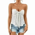 thumbnail image 1 of SOMER Tube Tops For Woman Summer Eyelet Bandeau Butterfly Knot Off Shoulder Top, 1 of 6