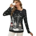 thumbnail image 1 of SOMER Women's Ugly Christmas Sweatshirt Pullover Top Funny Snowman Graphic Oversized Slanted Collar Fashion Long Sleeve T-Shirt, 1 of 7