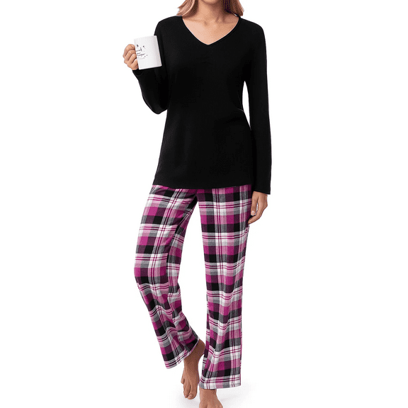 SOMER Pajamas for Women Set, Cute Lounge Sets for Women V Neck Long Sleeve, Fall Winter Cotton Pj Sets for Woman 2025 Lightweight Waffle Loungewear Sleepwear