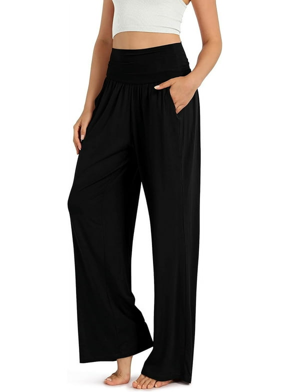 SOMER Women's Wide Leg Palazzo Lounge Pants with Pockets Light Weight Loose Comfy Casual Pajama Pants