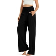 SOMER Women's Wide Leg Palazzo Lounge Pants with Pockets Light Weight Loose Comfy Casual Pajama Pants