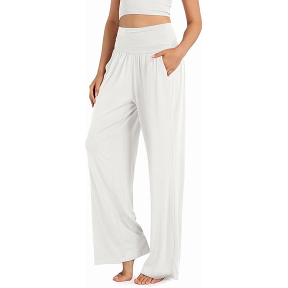 SOMER Women's Wide Leg Palazzo Lounge Pants with Pockets Light Weight Loose Comfy Casual Pajama Pants