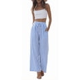 thumbnail image 1 of SOMER Women’s Wide Leg Pants Elastic Waist Striped Drawstring Lightweight Palazzo Pants Casual Lounge XL, 1 of 7