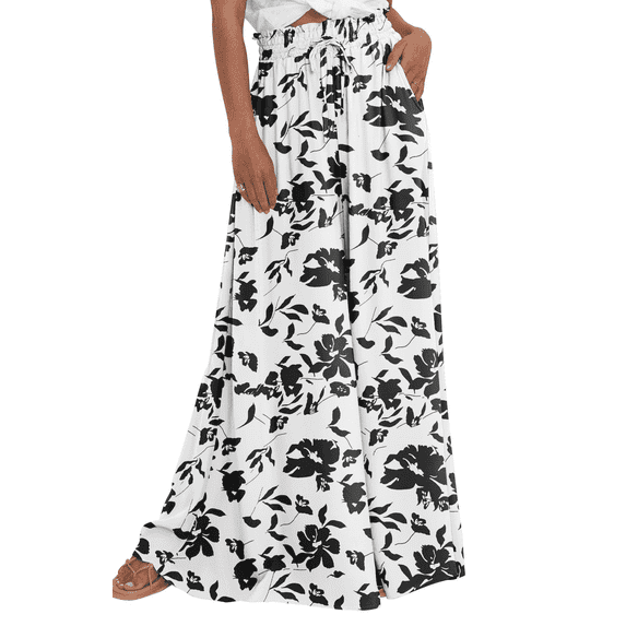 SOMER Women’s Wide Leg Pants High Waisted Palazzo Flowy Floral Print Casual Lounge Trousers with Pockets Beach Vacation Spring Summer 2026