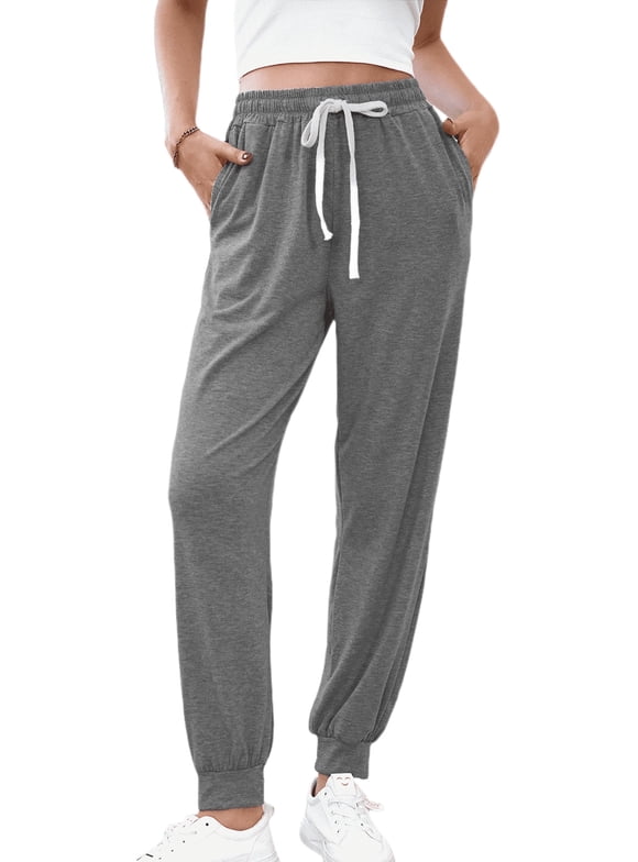 Women's Workout Sweatpants Jogger Lounge Pants with Pockets Light Weight Loose Comfy Casual Pajama Pants