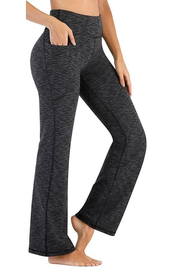 Women's Yoga Pants Bootcut Wide Leg Pants Tummy Control Flare Leggings High Waisted Workout Pants with Pockets S