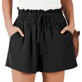 thumbnail image 1 of SOMER Shorts for Women High Waisted Casual Wide Leg Loose Drawstring Dressy Shorts Summer Beach Vacation Black, 1 of 7