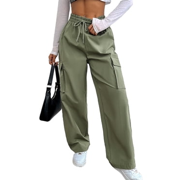 Yiqpiy Women Wide-Leg Pants Checkerboard Elastic Waist Loose Trousers Spring Summer Casual Sweatpants Bottoms (Black, S