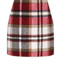 thumbnail image 1 of SOMER Women’s Plaid Skirt High Waist Mini Skirt Bodycon Pencil Short Skirts Casual Slim Fit Fall Fashion Wine, 1 of 6
