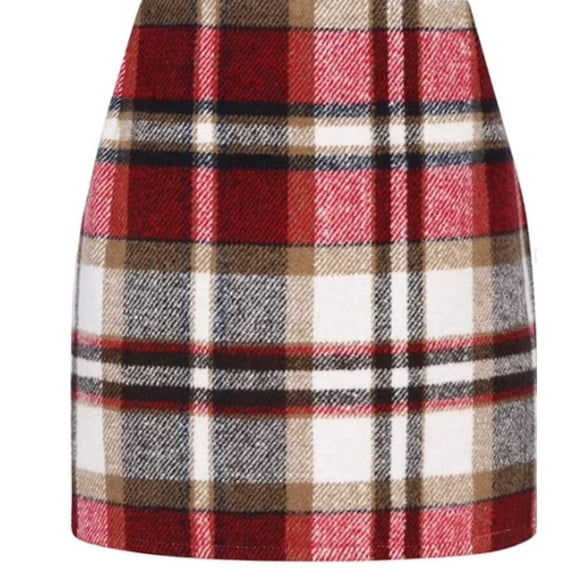 SOMER Women’s Plaid Skirt High Waist Mini Skirt Bodycon Pencil Short Skirts Casual Slim Fit Fall Fashion Wine