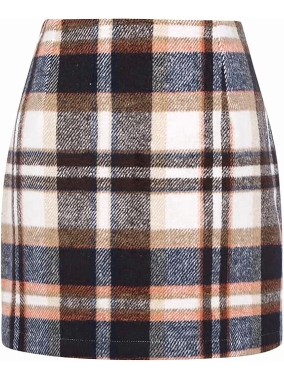 Women’s Plaid Skirt High Waist Mini Skirt Bodycon Pencil Short Skirts Casual Slim Fit Fall Fashion