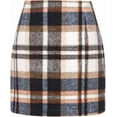 thumbnail image 1 of SOMER Women’s Plaid Skirt High Waist Mini Skirt Bodycon Pencil Short Skirts Casual Slim Fit Fall Fashion 2025 Brown, 1 of 10