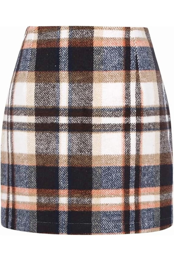Women’s Plaid Skirt High Waist Mini Skirt Bodycon Pencil Short Skirts Casual Slim Fit Fall Fashion 2025 Brown
