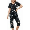 thumbnail image 1 of SOMER Womens Pajama Sets Cotton Pj Set Short Sleeve Top With Capri Pants Sleepwear 2 Piece Lounge Set, 1 of 7