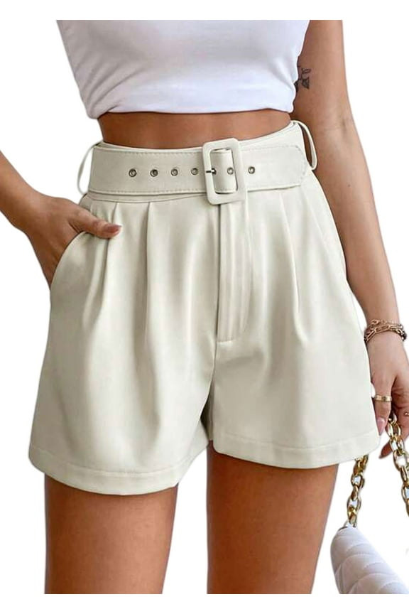 Womens Shorts Casual High Waist Dressy Shorts Summer Loose Wide Leg Shorts with DIY Belt