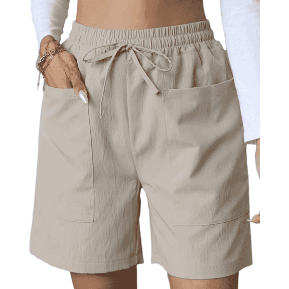 SOMER Women's Biker Casual Shorts Drawstring Waist Summer Lounge Shorts with Pockets for Running Hiking