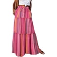 thumbnail image 1 of SOMER Womens Summer Skirt Floral Print Boho Maxi Skirt Elastic High Waist Pleated Ruffle Flowy Long Skirts L, 1 of 6
