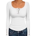 thumbnail image 1 of SOEMR Womens Tops Long Sleeve Shirts for Women Ribbed Henley Tops Fall Outfits for Women 2025 White, 1 of 6