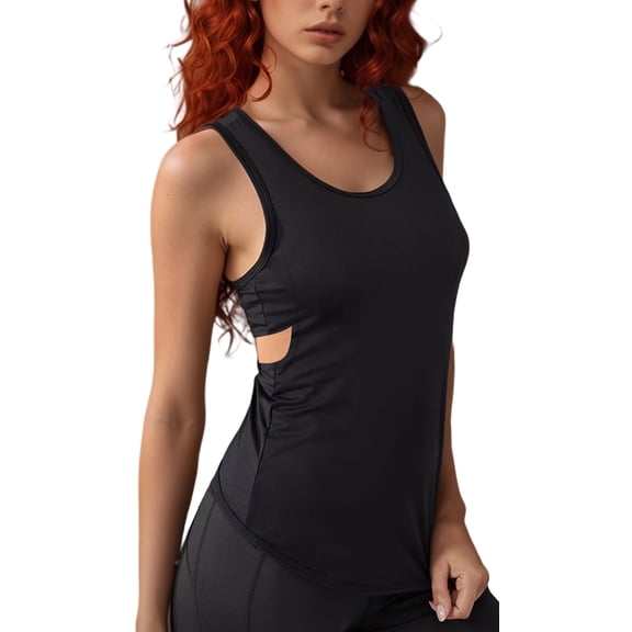SOMER Tank Tops for Womens Workout Tops Sleeveless Racerback Cutout Slim Fit Athletic Shirt Scoop Neck Yoga Vest for Dance Running Gym Training