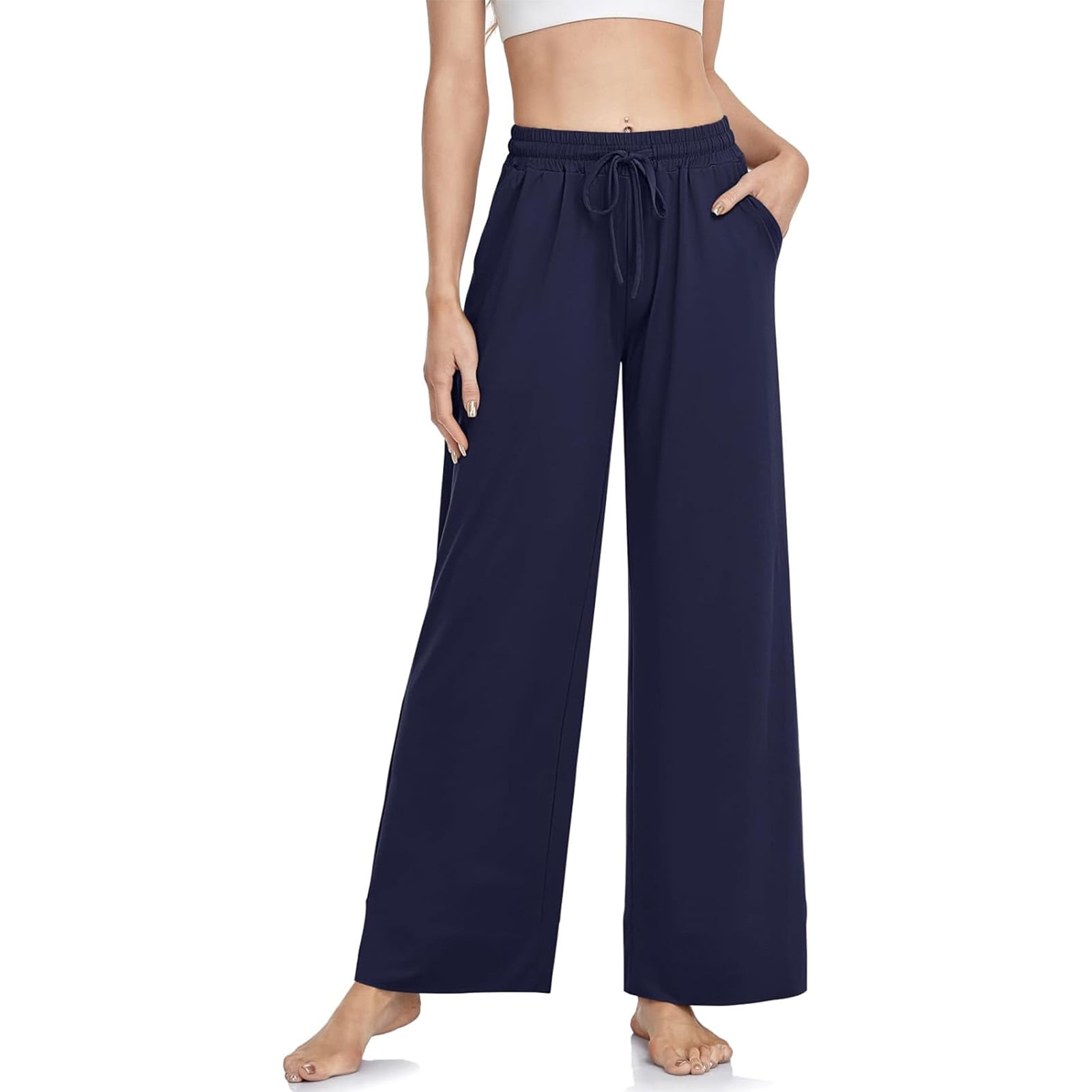 Womens Yoga Sweatpants Wide Leg Lounge Pajamas Pants Drawstring Workout Comfy Joggers Pants with Pockets