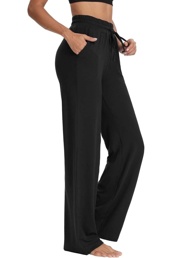 Womens Yoga Sweatpants Wide Leg Lounge Pajamas Pants Drawstring Workout Comfy Joggers Pants with Pockets