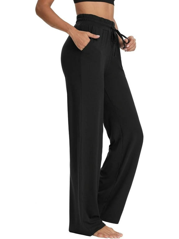 Womens Yoga Sweatpants Wide Leg Lounge Pajamas Pants Drawstring Workout Comfy Joggers Pants with Pockets
