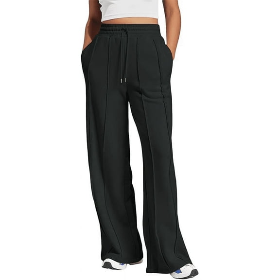 SOMER Yoga Sweatpants High Waisted for Women Elastic Elevated Seams Wide Leg Drawstring Loose Joggers Long Pants with Pockets
