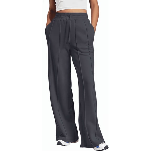 SOMER Yoga Sweatpants High Waisted for Women Elastic Elevated Seams Wide Leg Drawstring Loose Joggers Long Pants with Pockets