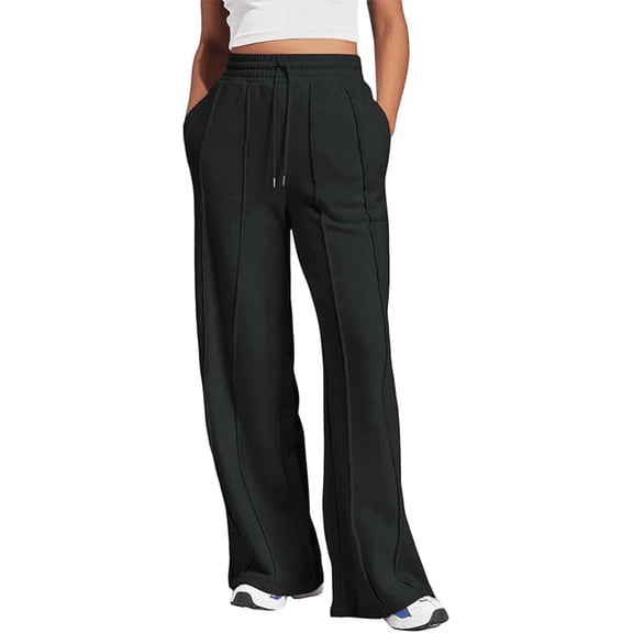 SOMER Yoga Sweatpants High Waisted for Women Elastic Elevated Seams Wide Leg Lightweight Drawstring Loose Joggers Long Pants with Pockets