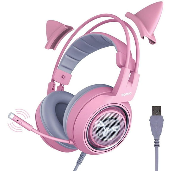 SOMIC G951 Over-Ear Gaming Headset, Pink