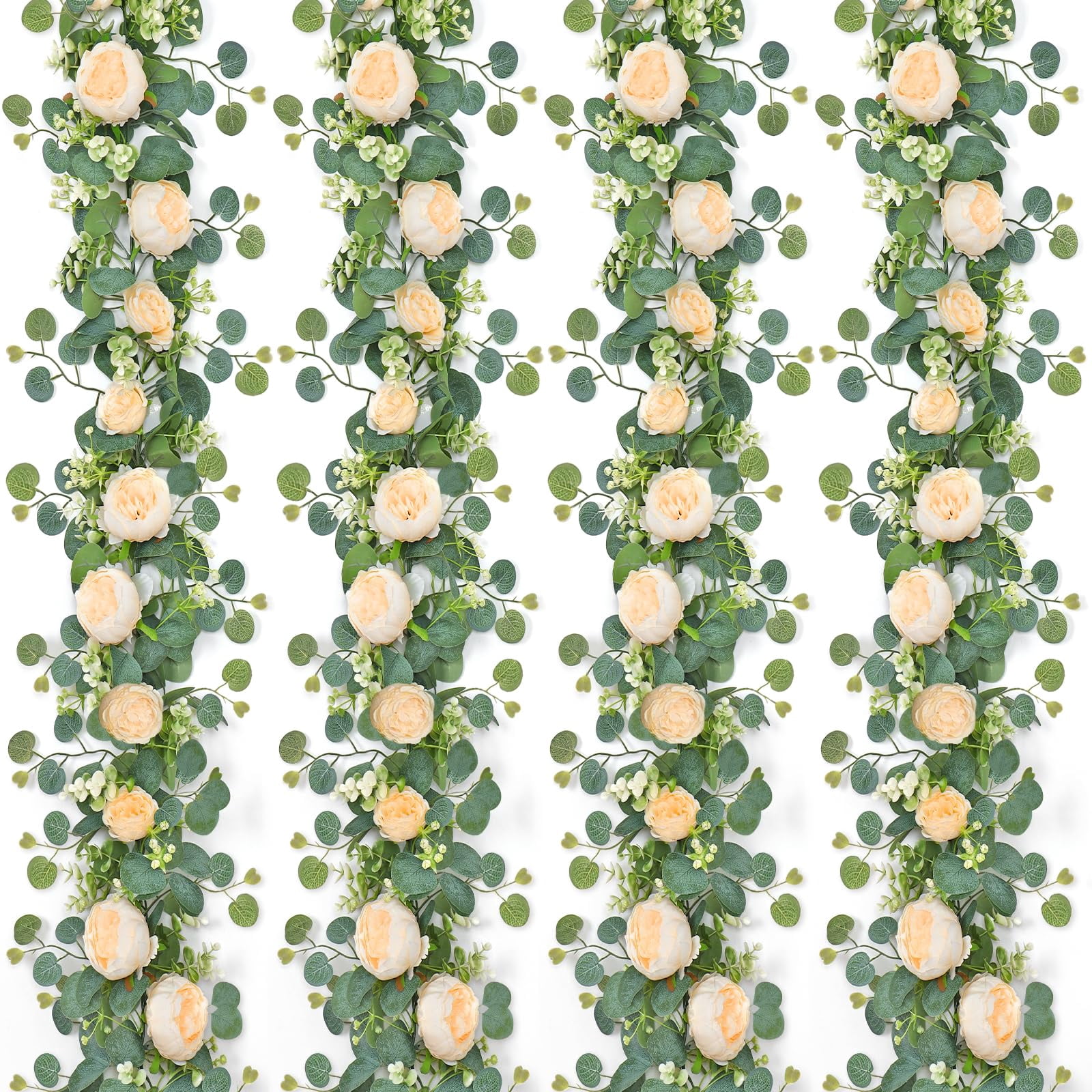 UXORSN 2PCS 12FT Artificial Eucalyptus Flower Garland With White - View #9