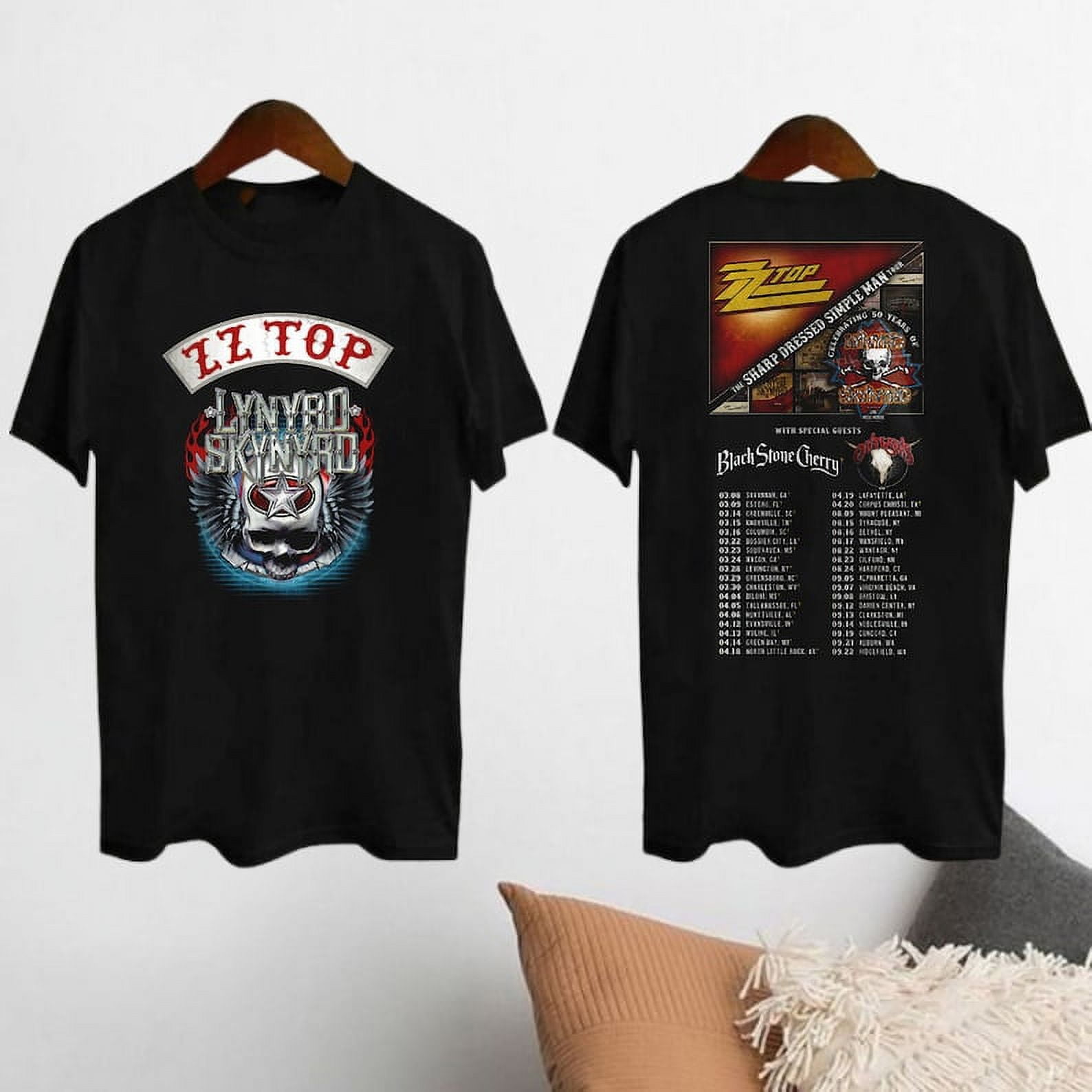 SON LUXURY NEW BRAND Rock Band Lynyrd Skynyrd ZZ Top Tour 2024 Shirt