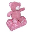 thumbnail image 1 of SONA G DESIGNS Baby Unisex Soft Blanket with French Terry Small Plush Toy Git Set Lion Elephant Bear - Embroidery Available Raspberry Bear Set, 1 of 9