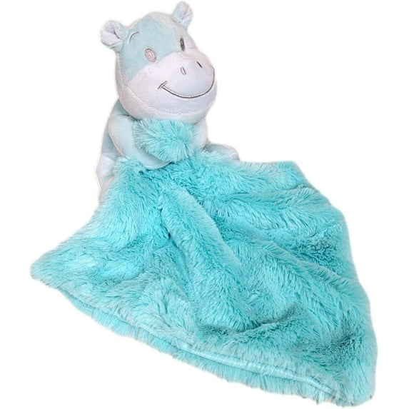SONA G DESIGNS Lovey Security Blanket Plush Blankie - Toddler Sized - Puppy Bunny Elephant Hippo Aqua Hippo