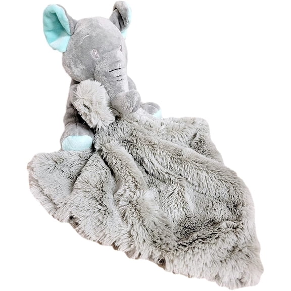 SONA G DESIGNS Lovey Security Blanket Plush Blankie - Toddler Sized - Puppy Bunny Elephant Hippo Gray Elephant