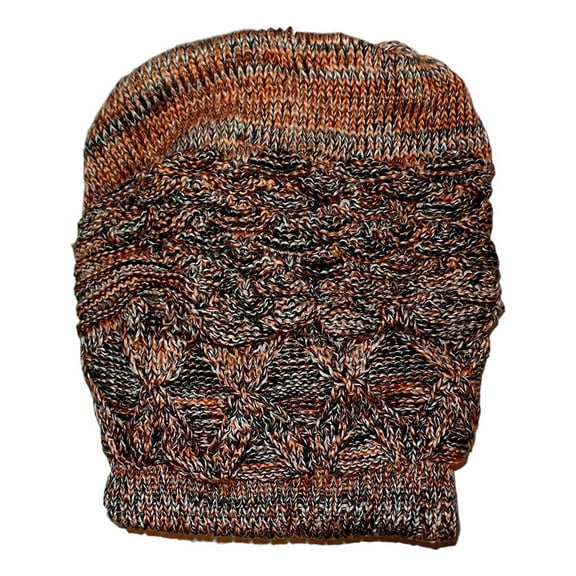 SONA G DESIGNS Versable Multi Color Knit Slouch Beanie for Bun Ponytail Oranges