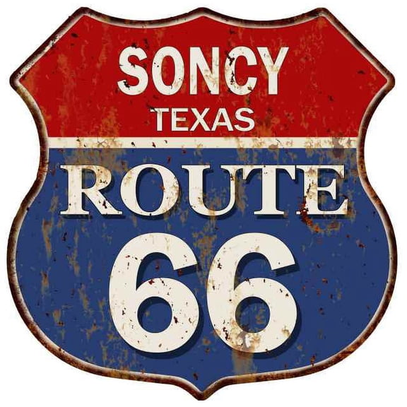 SONCY, TEXAS Route 66 Shield Metal Sign Man Cave Garage 211110013232