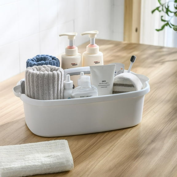 SONG Large Cleaning Supplies Caddy/ Supply Organizer with Handle/ Portable Shower Basket/ Plastic Bucket Tool Storage for Bathroom/ Garden/ Kitchen/ Bedroom/ College Dorm (Blue)