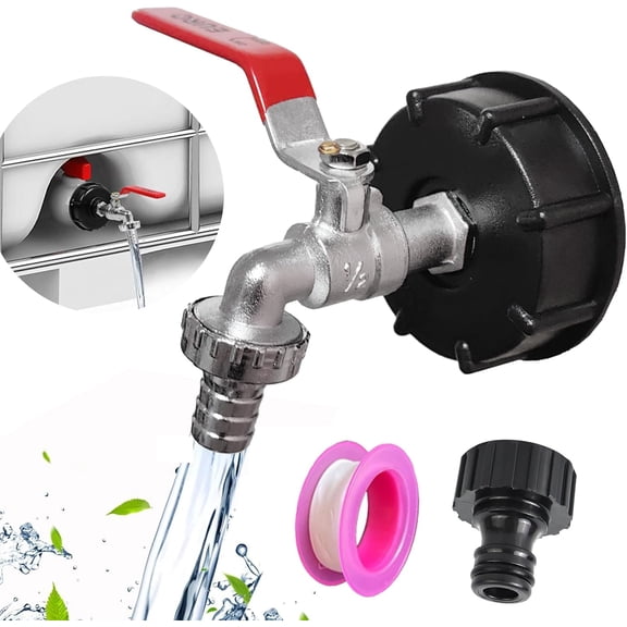 SONGAU 1/2" Leakproof IBC Tank Fittings, IBC Outlet tap, 1000L Water Tank tap Valve with 1/2 inch Connection IBC Adapter for S60x6 Water Storage Tank Tap Garden