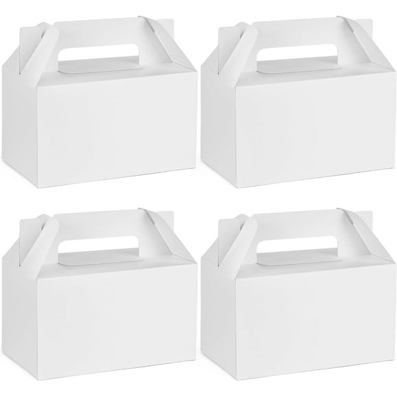 SONGAU 12 Pack White Party Favor Treat Boxes, Gable Gift Boxes with Handles for Birthday, Wedding, Baby Shower