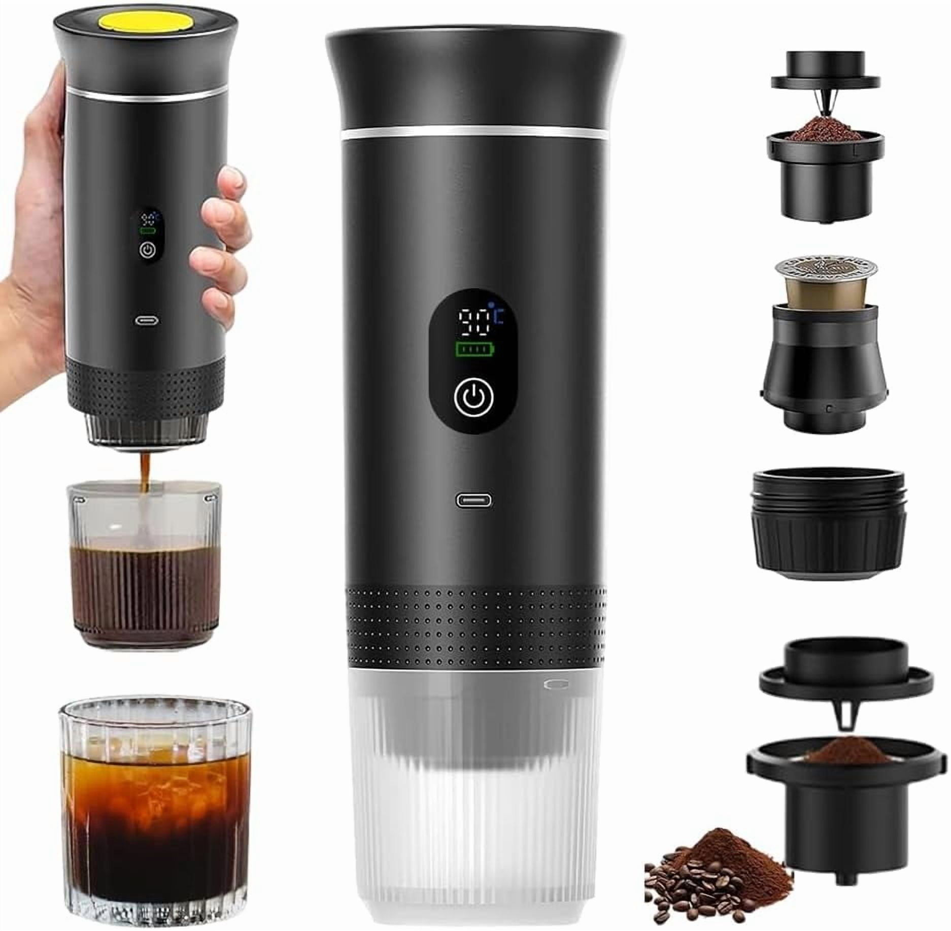 SONGAU 3-in-1 Portable Espresso Coffee Machine, Portable Coffee Maker, Compatible with Big Capsule, Small Capsule and Coffee Powder, Travel Coffee Maker, Portables Coffee Machine for Camping, RV
