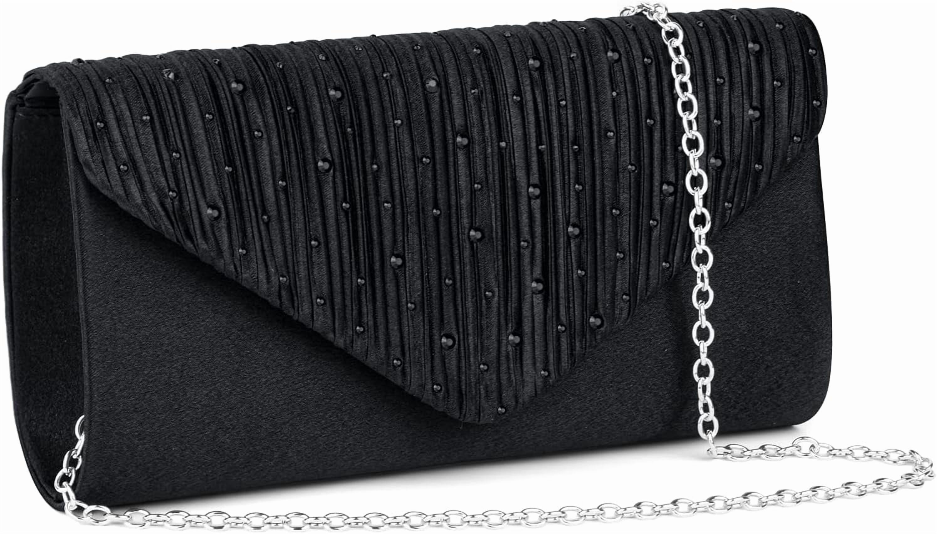 SONGAU Clutch Purses For Women, Satin Envelope Evening Purse, Formal Party Clutches With Detachable Chain Strap, Stylish Crossbody Shoulder Clutch Bag Wedding Purses Cocktail Prom Handbags