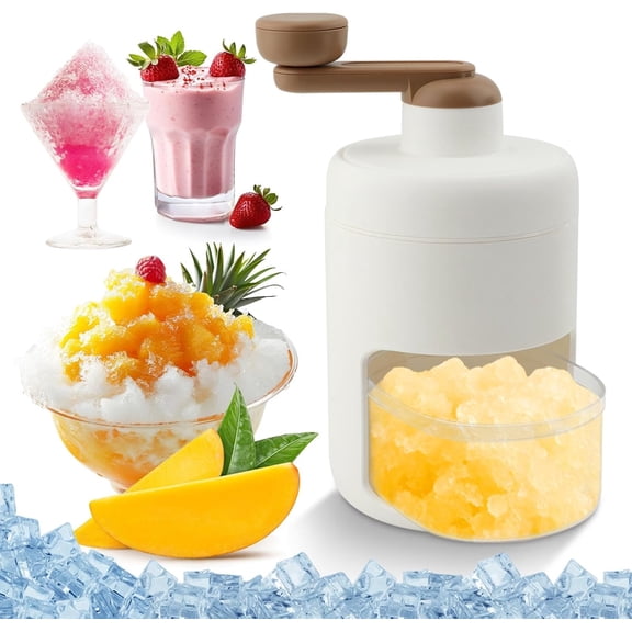 SONGAU Manual Shaved Ice Shaver, Portable Snow Cone Maker Machine with 2 Ice-Trays, Small Hand Operated Crank Slushy-Maker Machine, Ice Crusher for Snow Cones, for Outdoor Picnics