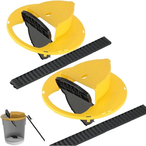 SONGAU Mice MouseTrap Flip Lid, Mouse Trap Indoor Outdoor, Humane MouseTrap, Auto Reset Mouse Trap Bucket Lid, 5 Gallon Bucket Compatible, 2 Packs (Yellow)